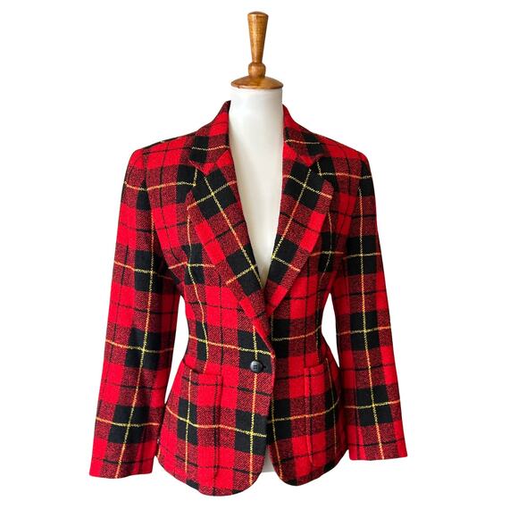 Vintage DKNY Wool Plaid Blazer – Late 80s / Early 90s Tartan Check, NWT, Size 6 - Picture 3 of 8